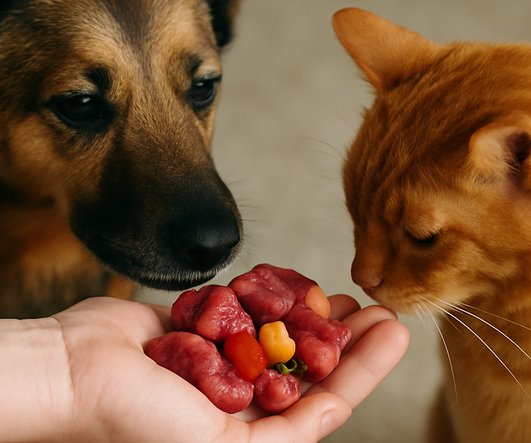 Hund und Katze probieren BARF Futter: Für mehr Wohlbefinden und Lebensfreude deines Tieres.